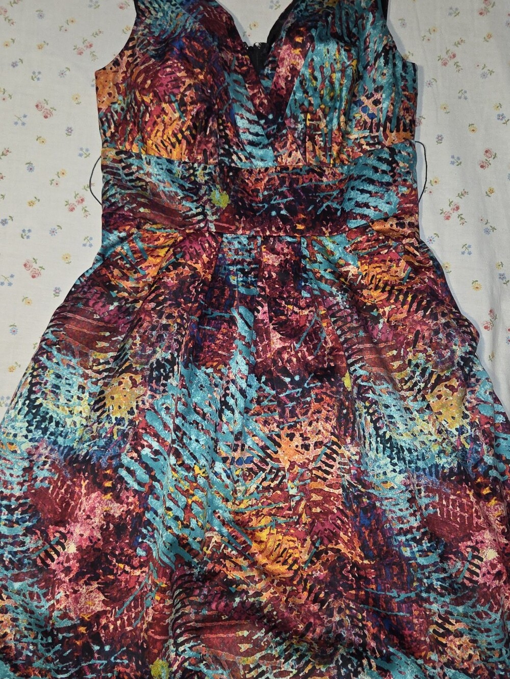 Vibrant Multicolor Print Women’s Dress